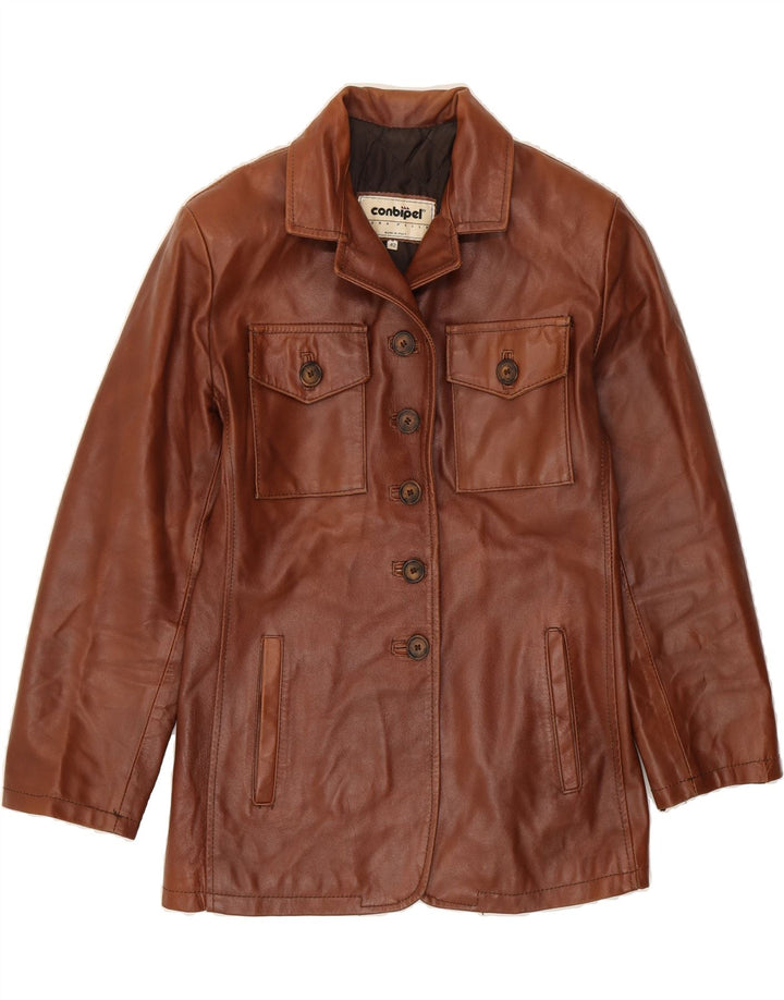 CONBIPEL Womens Leather Jacket IT 42 Medium Brown Leather Vintage Conbipel and Second-Hand Conbipel from Messina Hembry 
