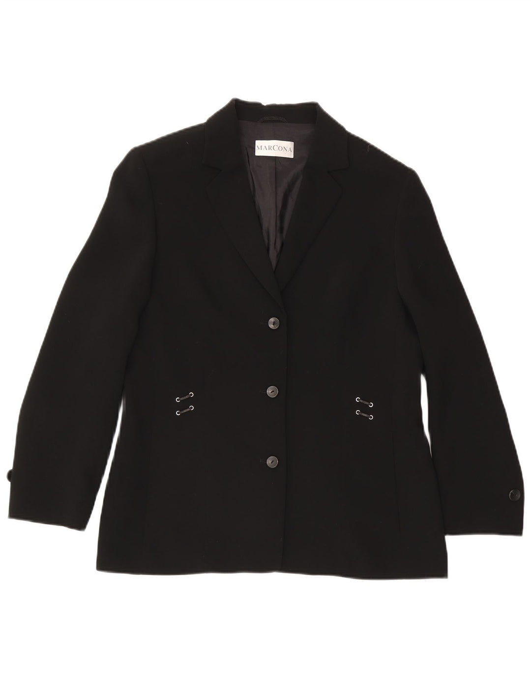 Marcona Dame 3 Button Blazer Jacket UK 16 Large Black Polyester
