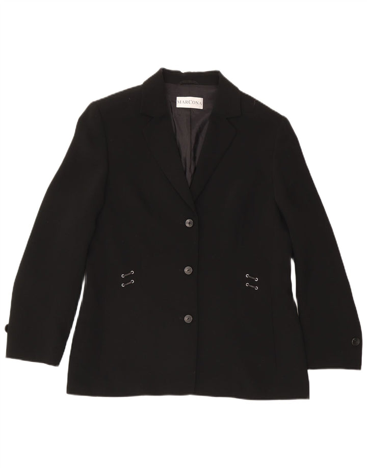 Marcona Dame 3 Button Blazer Jacket UK 16 Large Black Polyester