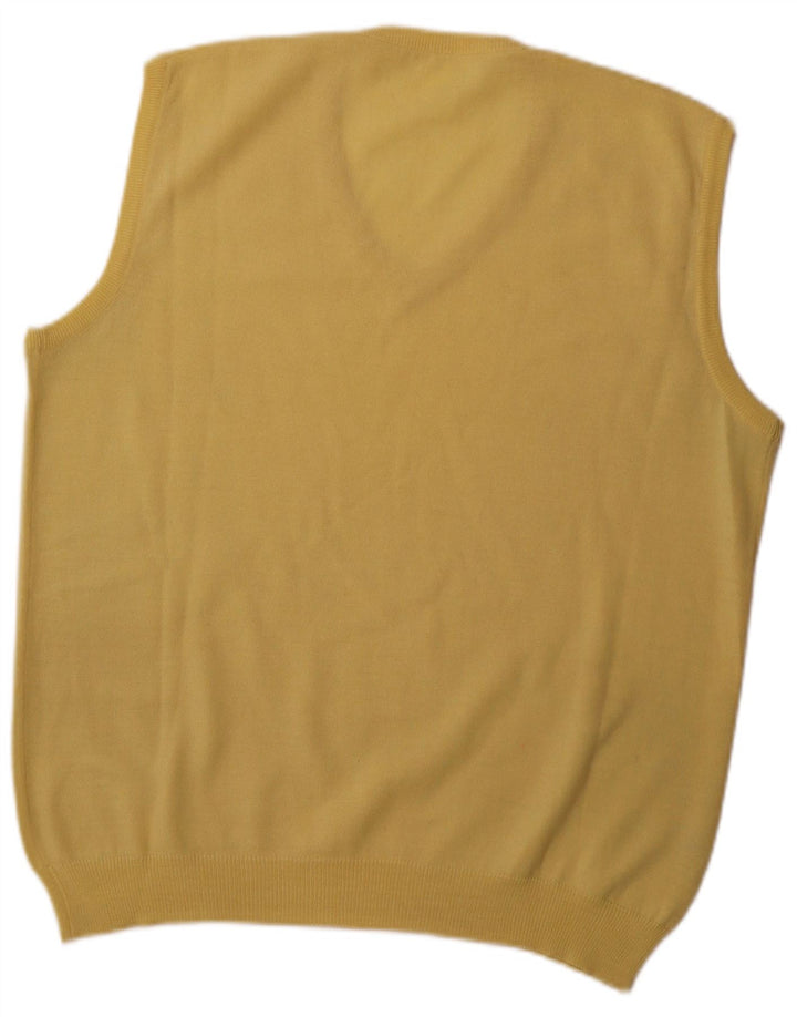 VINTAGE Mens Vest Tank Top Large Yellow Wool