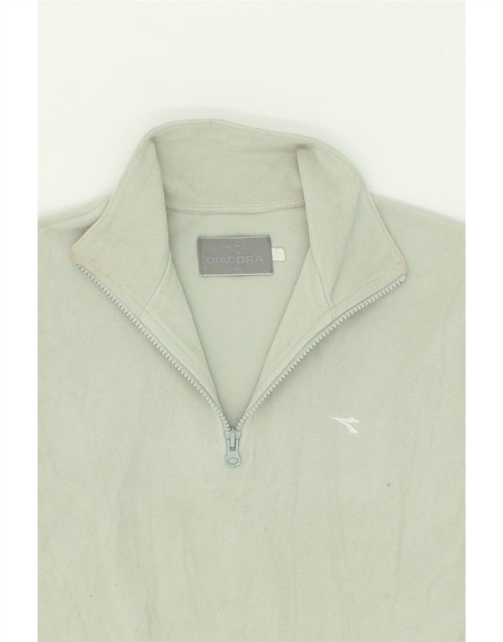 DIADORA Womens Zip Neck Fleece Jumper UK 14 Medium Green Polyester Vintage Diadora and Second-Hand Diadora from Messina Hembry 