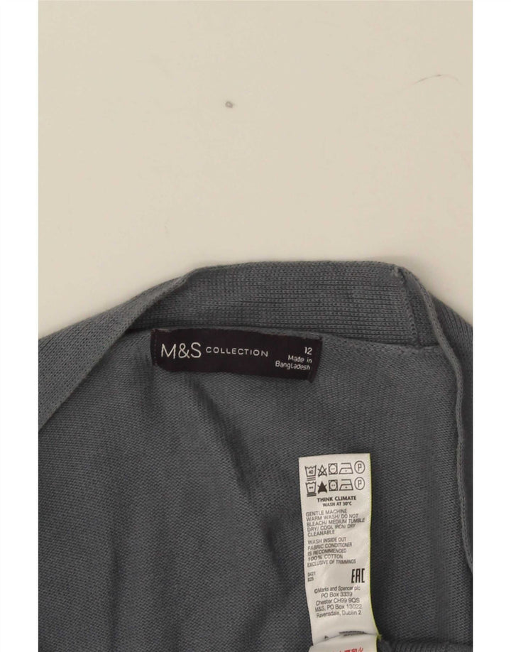 Marks & Spencer Womens Open Cardigan Sweater UK 12 Medium Grey Bomuld