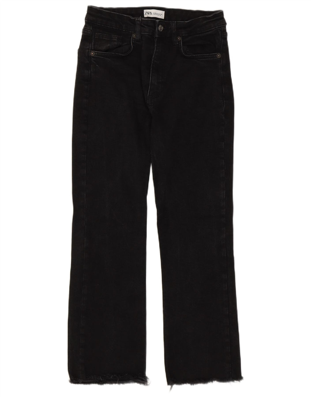 Zara Dame Straight Jeans EU 38 Small W28 L25 Sort Bomuld