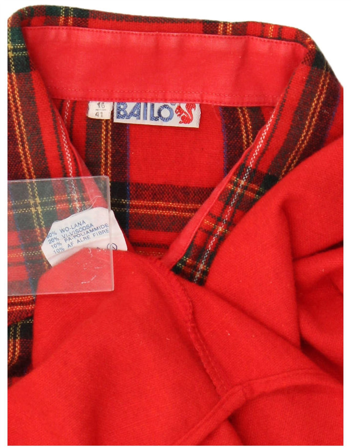 Bailo Herre Flanellskjorte Str. 16 41 Stor Rød Plaid Uld Retro