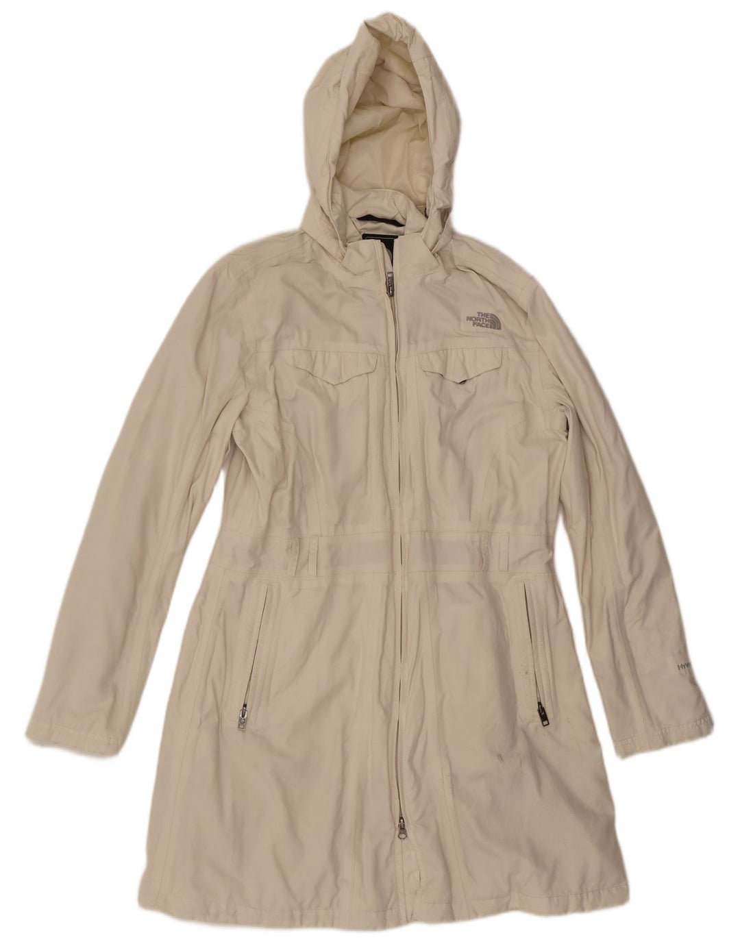 THE NORTH FACE Overfrakke med hætte til kvinder UK 14 Stor hvid nylon