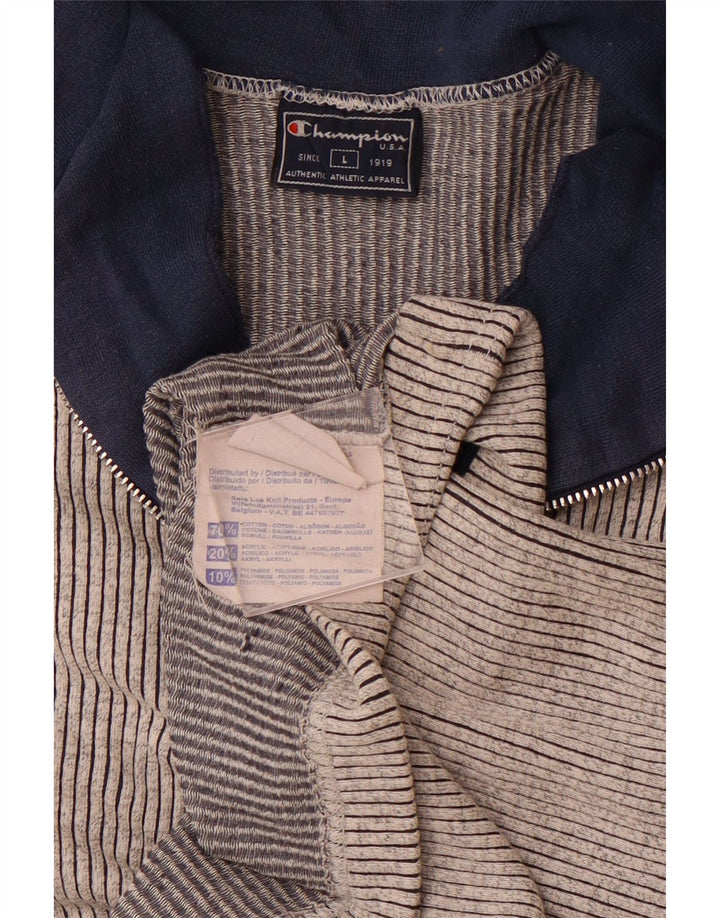 CHAMPION T-shirt med lynlås til mænd, stor grå nålestribet bomuld