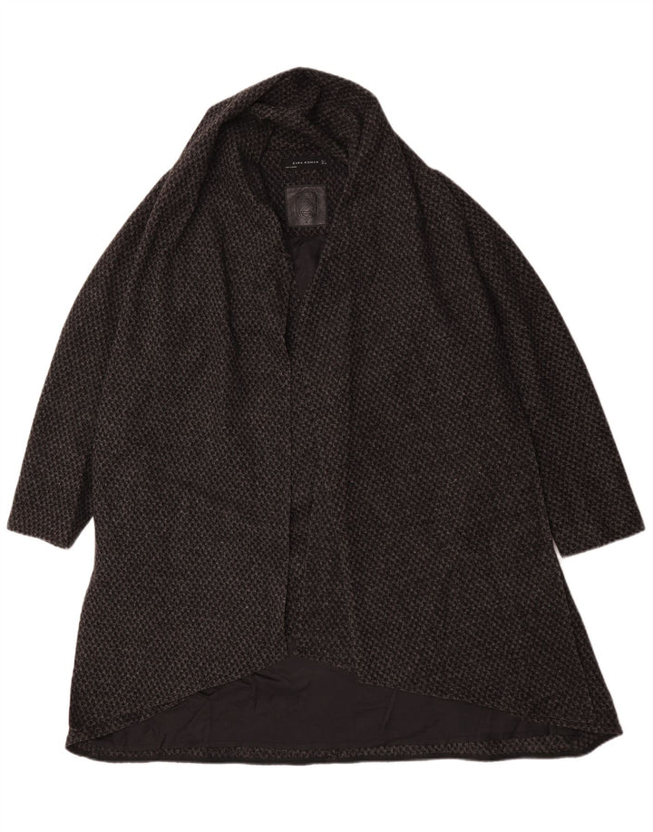 Zara Womens Open Overcoat UK 16 Large Grey Uld