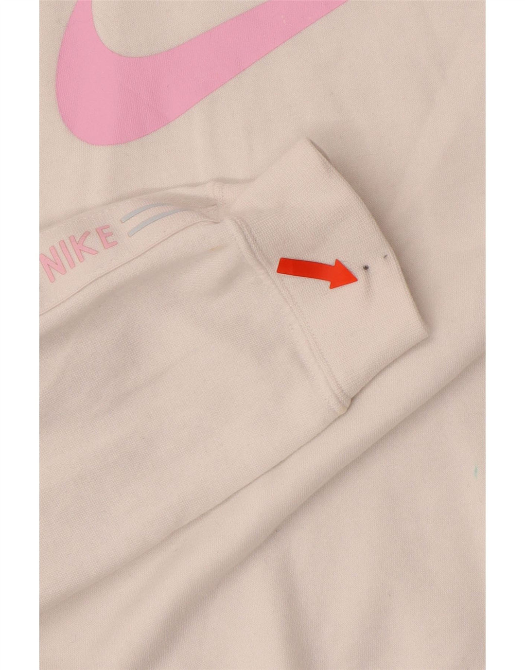 NIKE Oversized grafisk hættetrøjetrøje til kvinder UK 10 Lille hvid