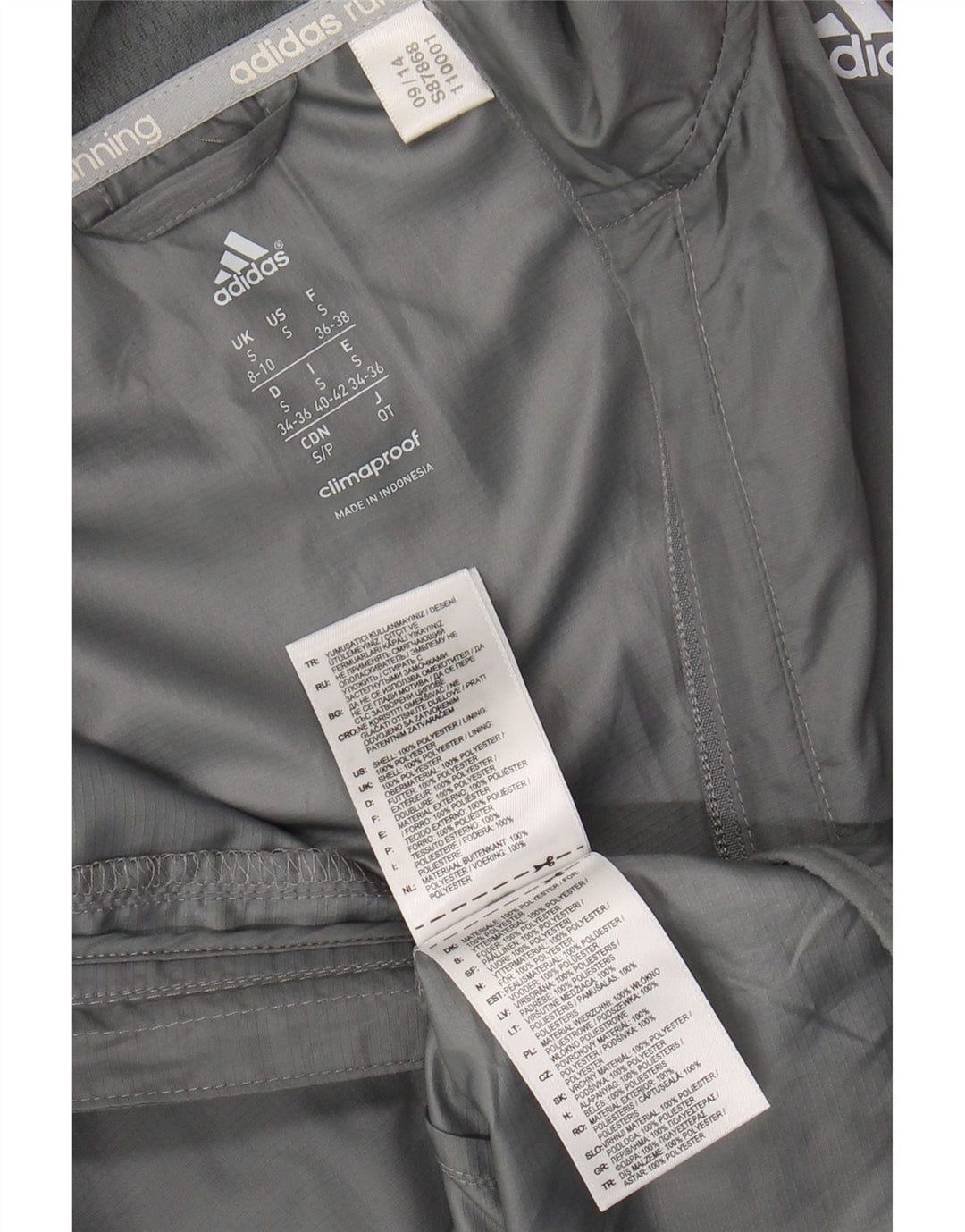ADIDAS Womens Clima Proof Tracksuit Top Jacket UK 8/10 Small Grey