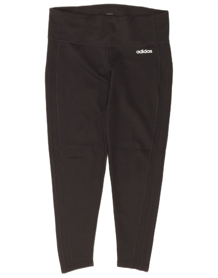 ADIDAS Womens Climalite Crop Leggings UK 16/18 Large Black Polyester