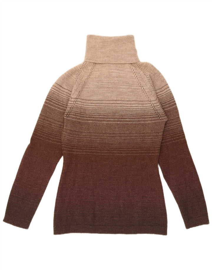 Sportmax Dame Rullehals Sweater UK 12 Medium Brun Stribet