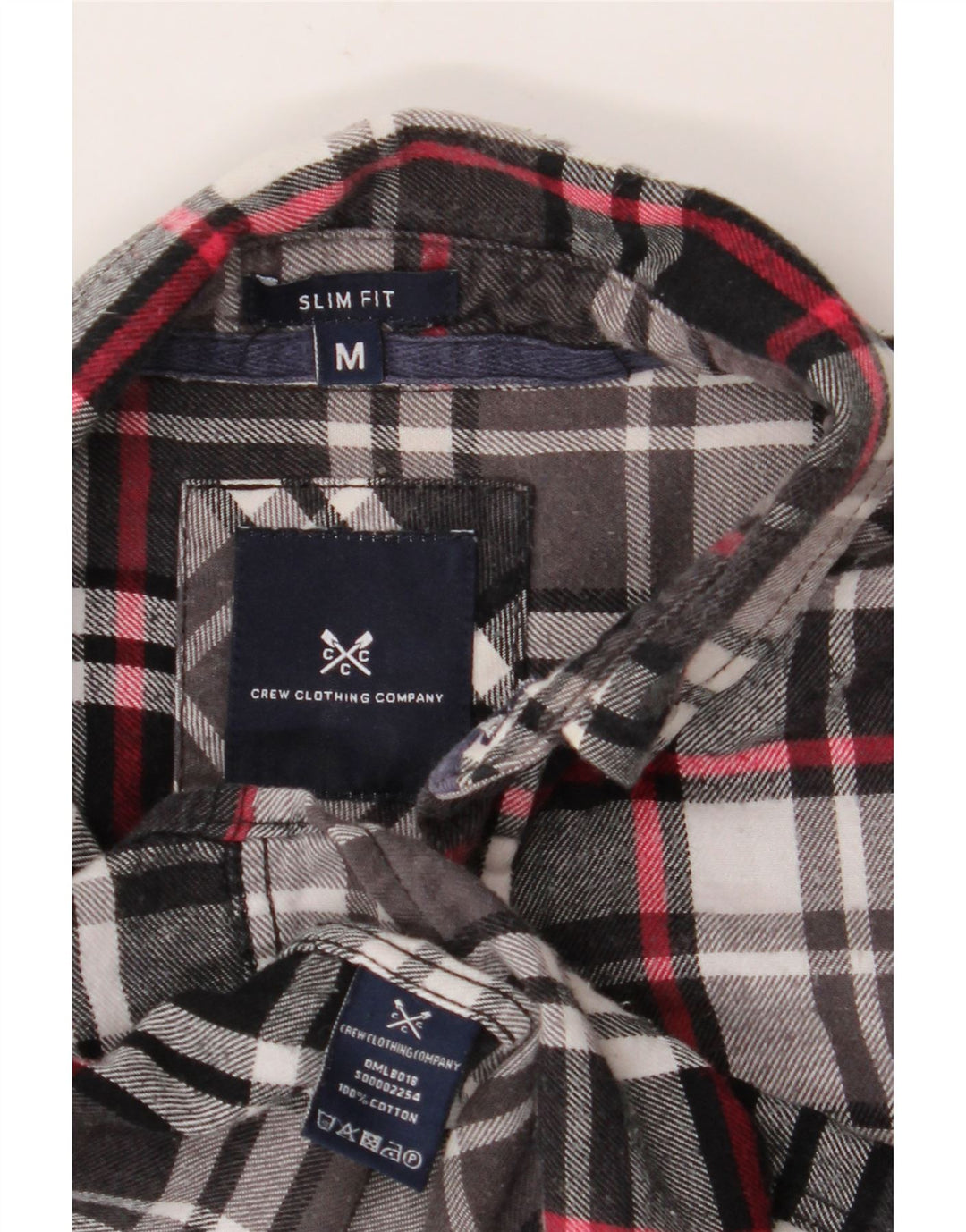 CREW TØJ Herre Slim Fit Flanelskjorte Medium Sort Ternet Bomuld