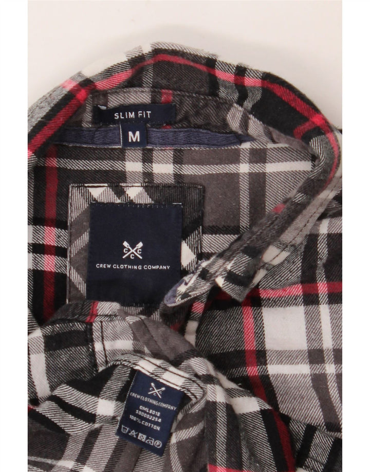 CREW TØJ Herre Slim Fit Flanelskjorte Medium Sort Ternet Bomuld