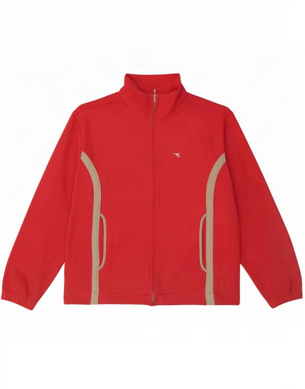 Diadora træningsdragt topjakke til kvinder UK 12 Medium Rød Colourblock Polyester