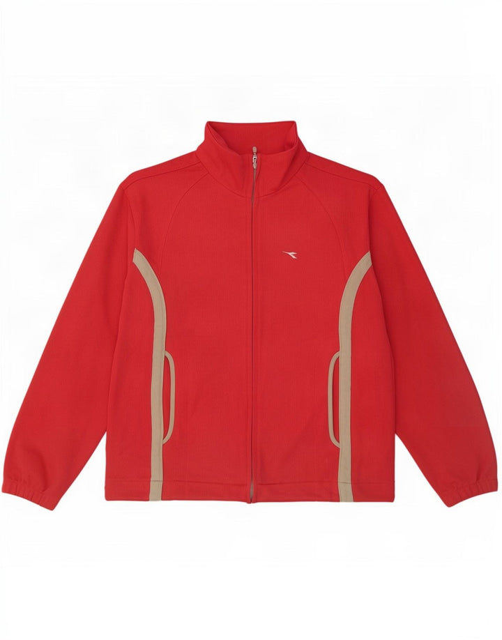 Diadora træningsdragt topjakke til kvinder UK 12 Medium Rød Colourblock Polyester