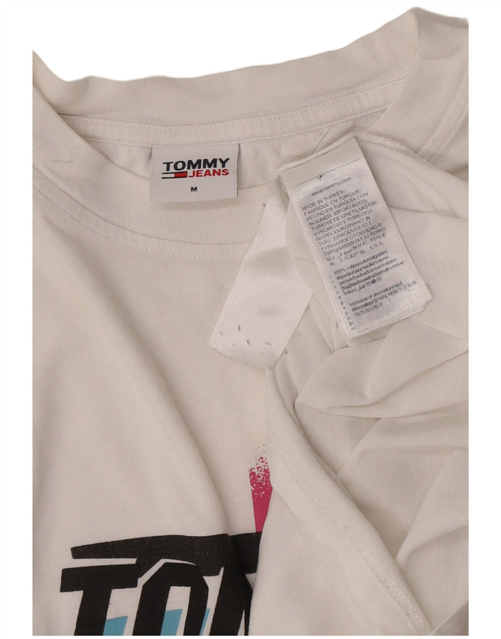 Tommy Hilfiger Herre grafisk T-shirt Top Medium Hvid Bomuld