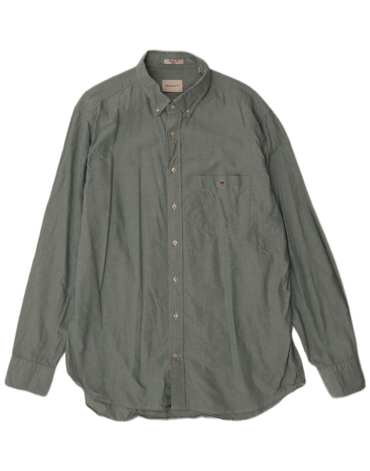 Gant Herre Regular Fit Skjorte Størrelse 45/46 2XL Grøn Bomuld