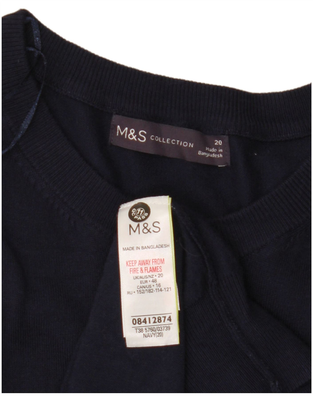 MARKS & SPENCER Dame Crop Cardigan Sweater UK 20 2XL Navy Blue Viscose