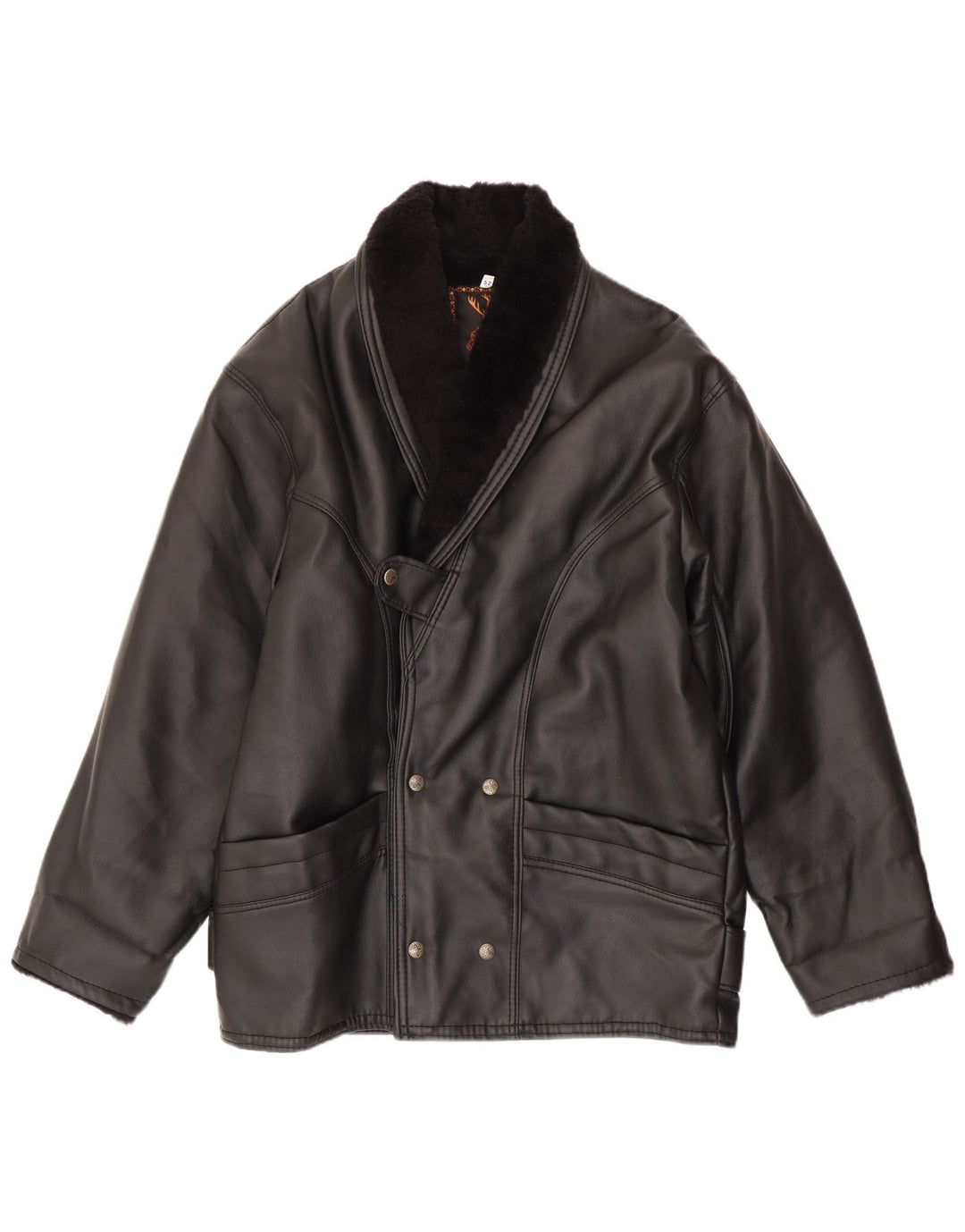 Vintage Herre Shearling Jacket IT 52 XL Sort Shearling