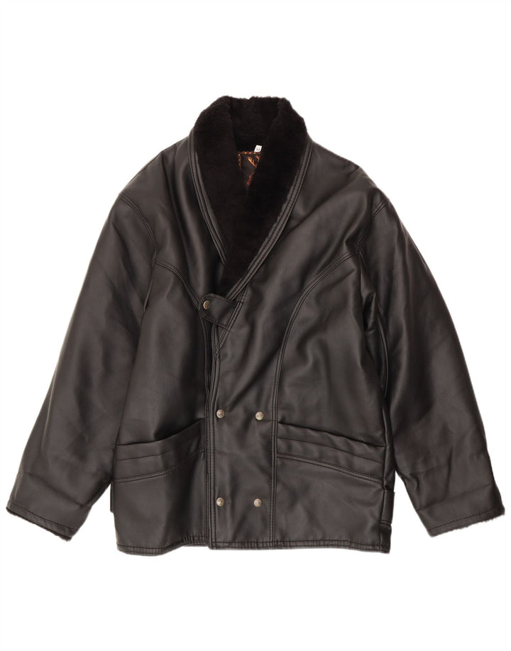 Vintage Herre Shearling Jacket IT 52 XL Sort Shearling