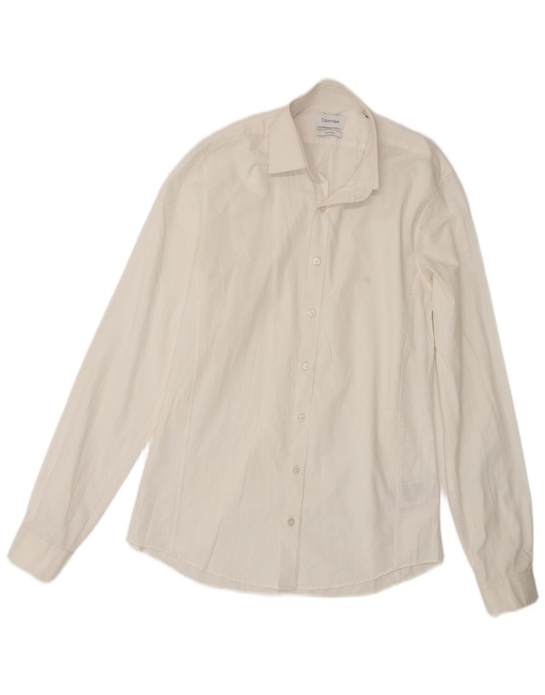 Calvin Klein Herre Slim Fit Skjorte Størrelse 38 15 Medium Hvid Bomuld