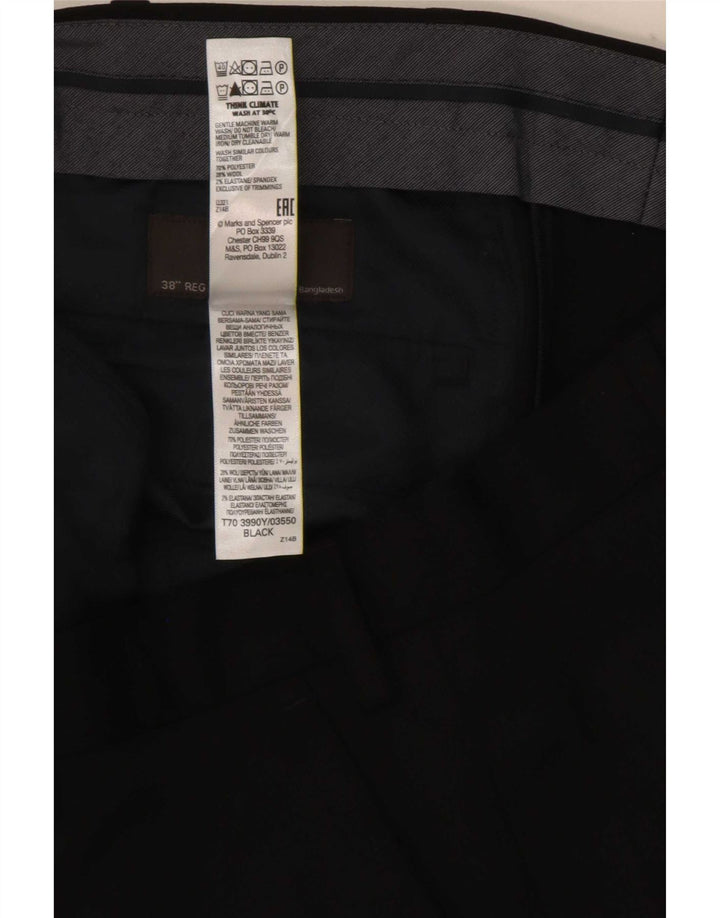 Marks & Spencer Herre Regular Suit Bukser W38 L31 Sort Polyester