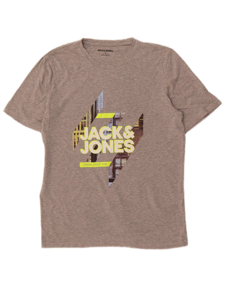 Jack & Jones Herre grafisk T-shirt Top mellemgrå bomuld