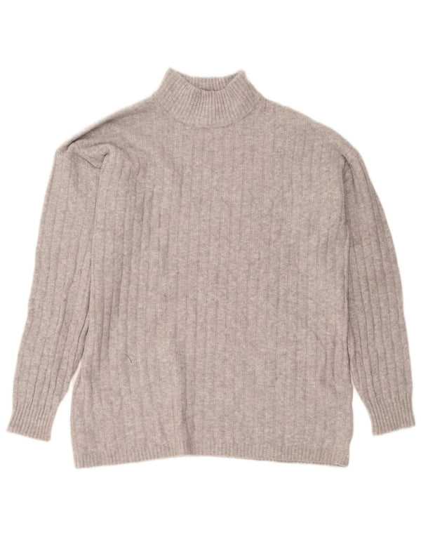 Eddie Bauer Dame Høj Turtle Neck Jumper Sweater UK 14 Medium Grey