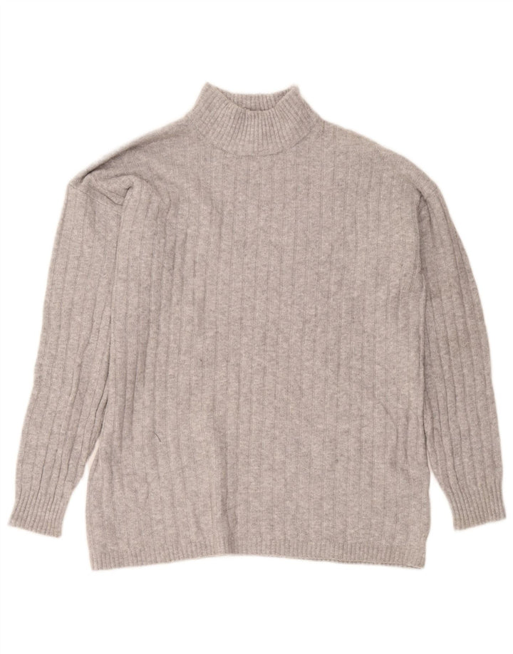Eddie Bauer Dame Høj Turtle Neck Jumper Sweater UK 14 Medium Grey