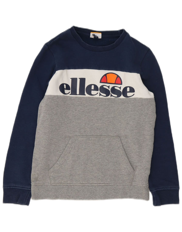 Ellesse Boys Grafisk Sweatshirt Jumper 12-13 år Blå Colourblock Bomuld