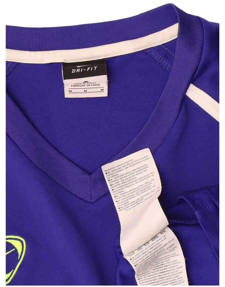 Nike Herre Dri Fit T-shirt Top Medium Blue Colourblock Polyester