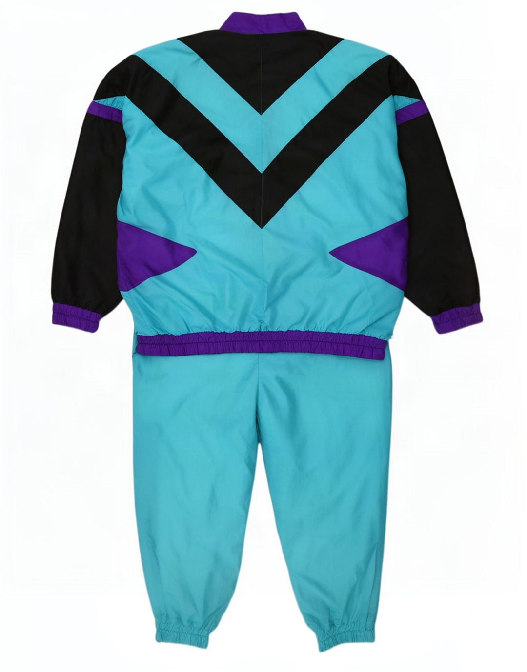 Vintage fuld træningsdragt til mænd XL Blå Colourblock Polyamid Retro