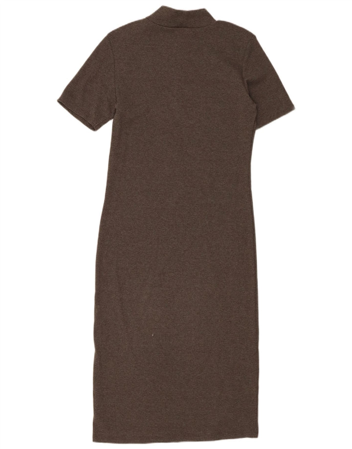 Zara Dame Kortærmet Bodycon Kjole UK 14 Stor Grå Polyester
