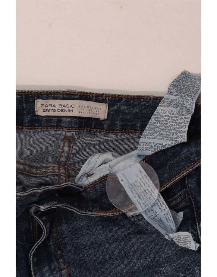 Zara Dame Distressed Slim Jeans EU 38 Small W28 L27 Blå Bomuld
