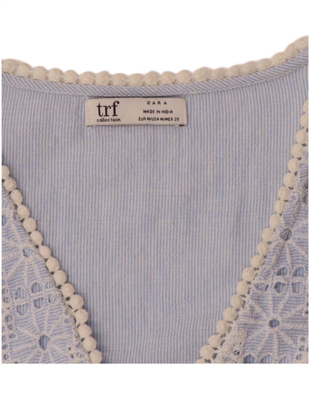 ZARA Dame Shift Dress UK 14 Medium Blue Pinstripe