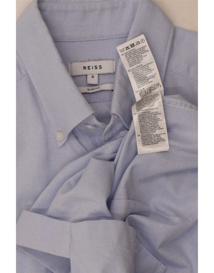 Reiss Slim Fit skjorte til mænd, lille blå bomuld