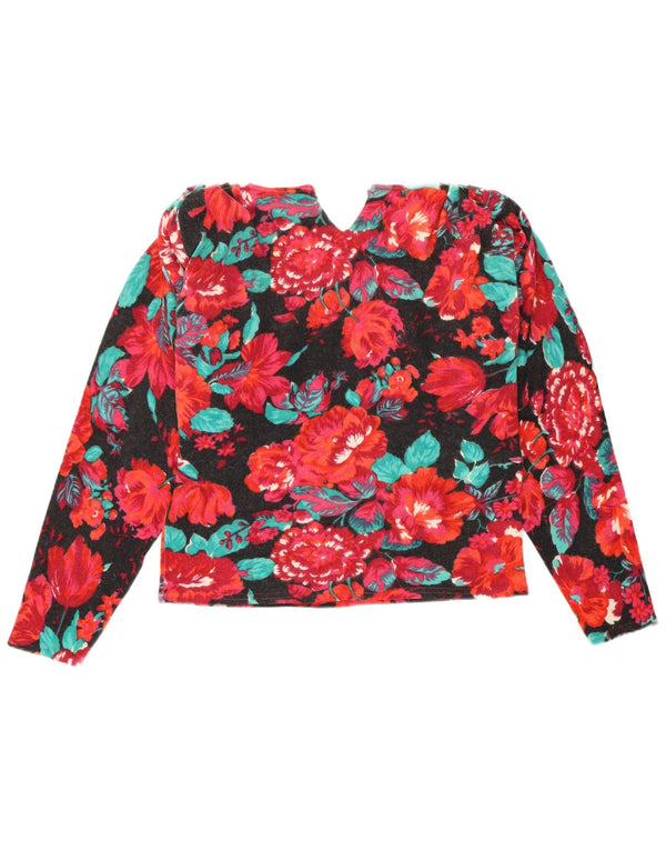 Vintage Womens Crew Neck Jumper Sweater UK 12 Medium Multicolored Floral