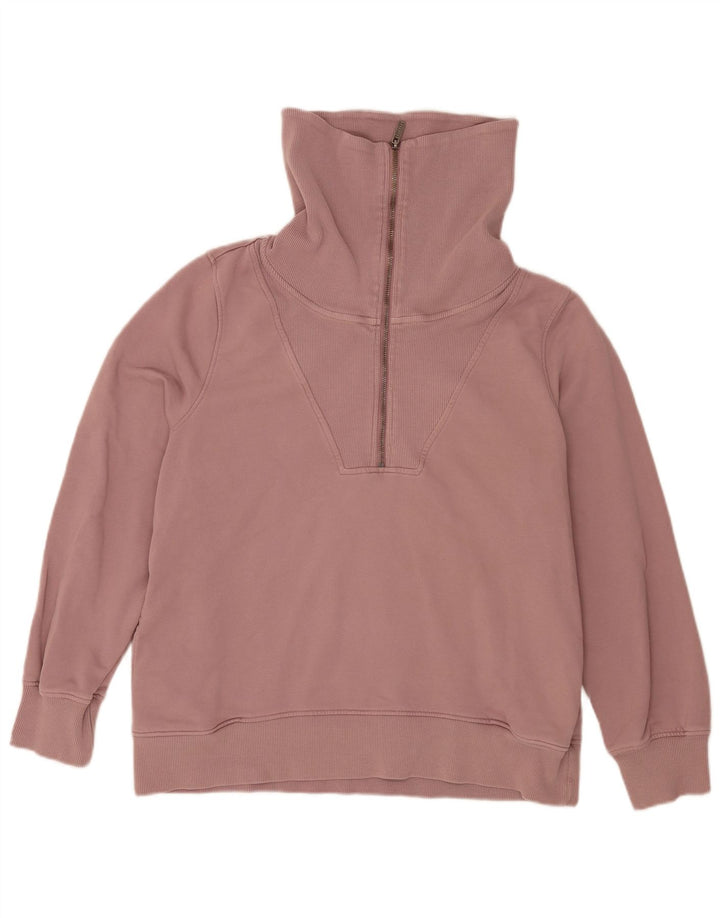 Fat Face Dame Oversized Zip Neck Sweatshirt Jumper UK 16 Large Pink
