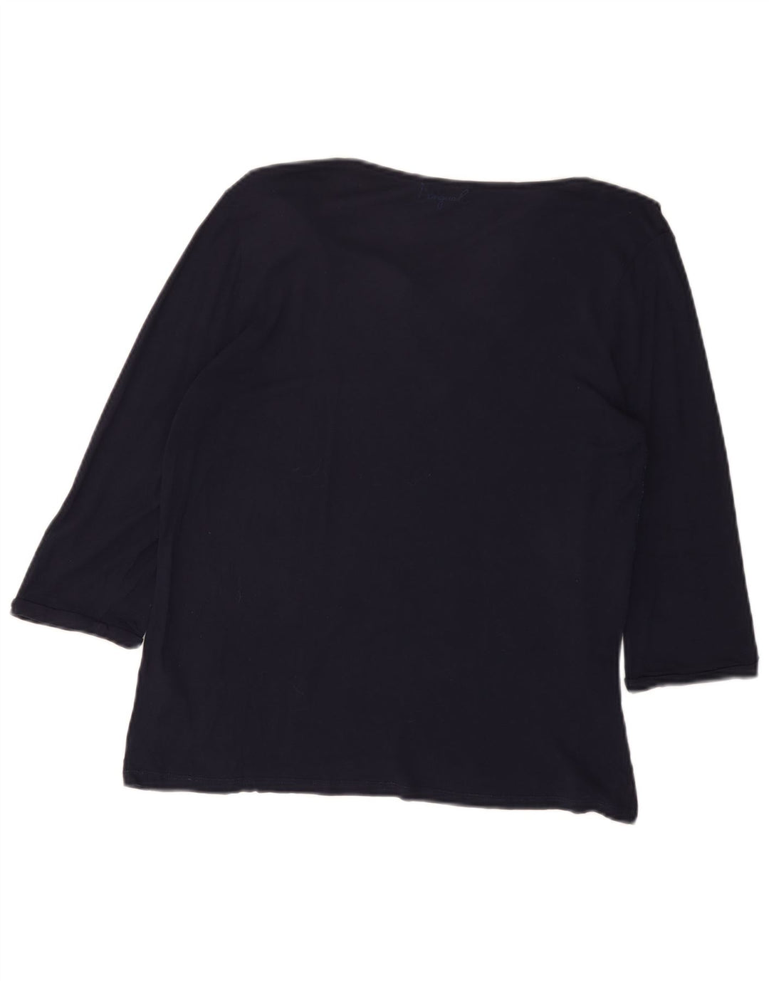 DESIGUAL grafisk top til kvinder 3/4 ærmer UK 20 2XL marineblå blomsterviscose