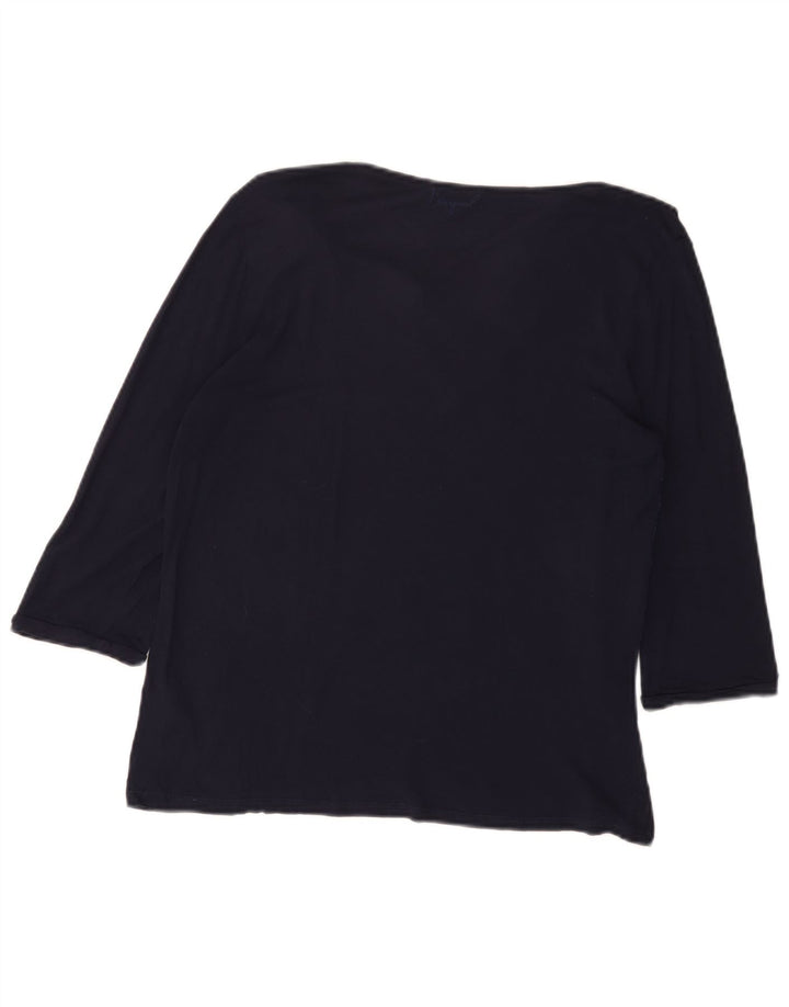 DESIGUAL grafisk top til kvinder 3/4 ærmer UK 20 2XL marineblå blomsterviscose