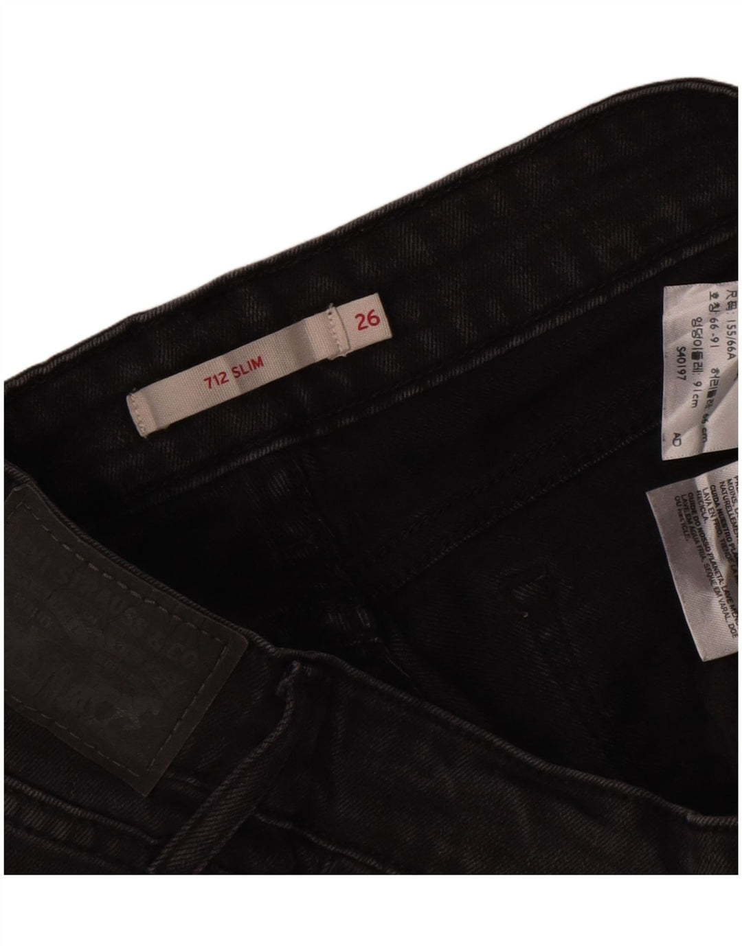 Levi's Dame 712 Slim Jeans W26 L29 Sort Bomuld