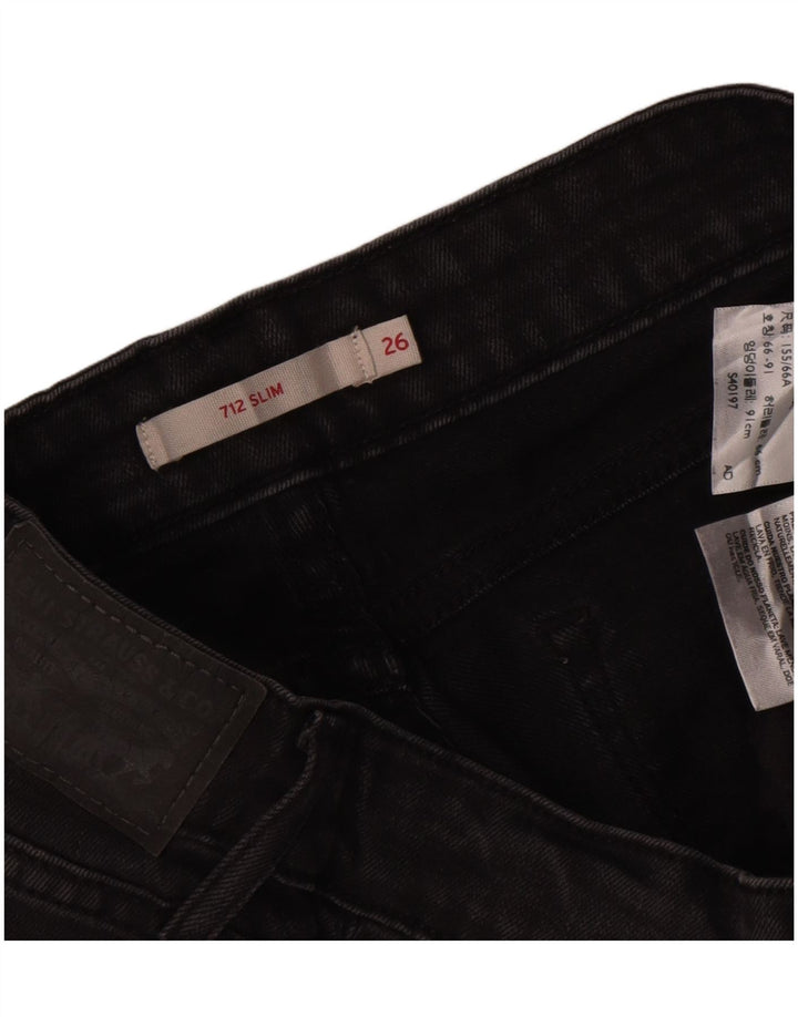Levi's Dame 712 Slim Jeans W26 L29 Sort Bomuld
