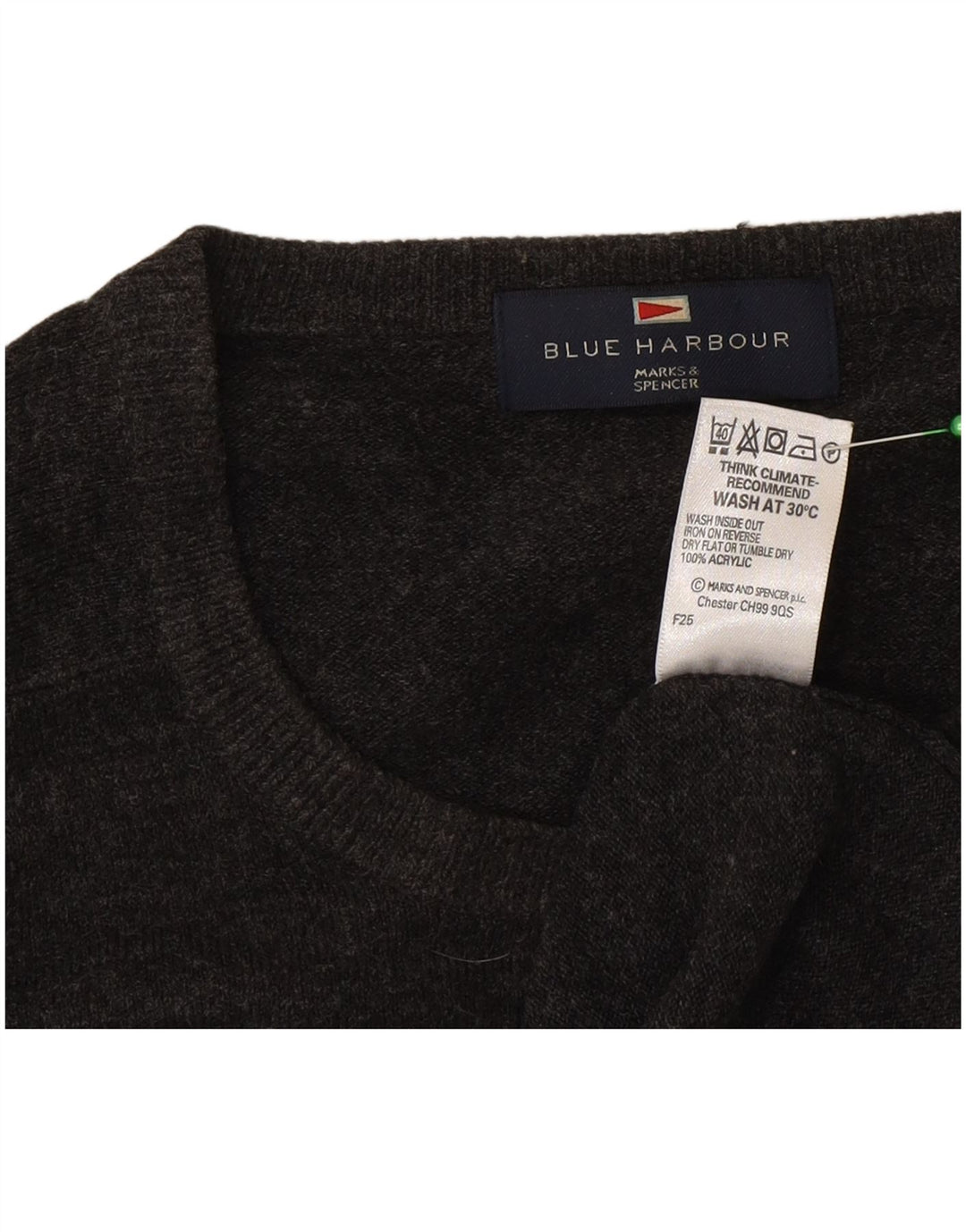 Marks & Spencer Herre sweater med rund hals, mellemgrå akryl