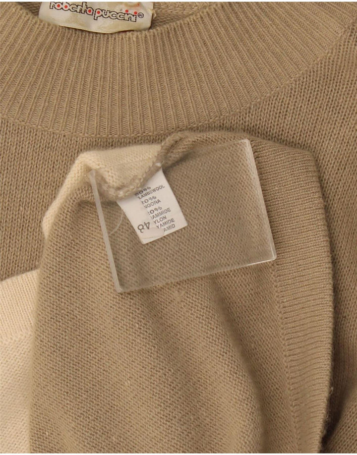 Vintage Dame Turtle Neck sweater IT 48 XL Beige Colourblock