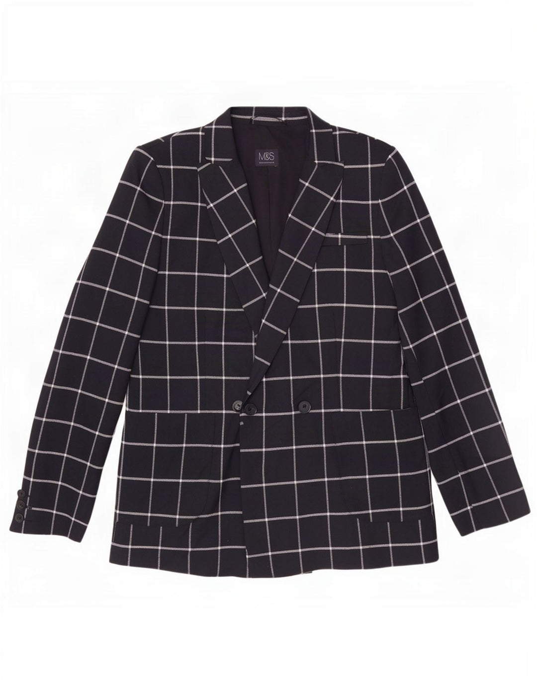 Marks & Spencer Dame Blazer Jacket UK 12 Medium Navy Blue Check