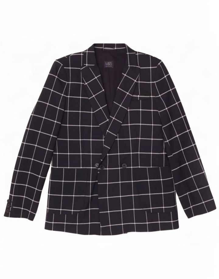 Marks & Spencer Dame Blazer Jacket UK 12 Medium Navy Blue Check