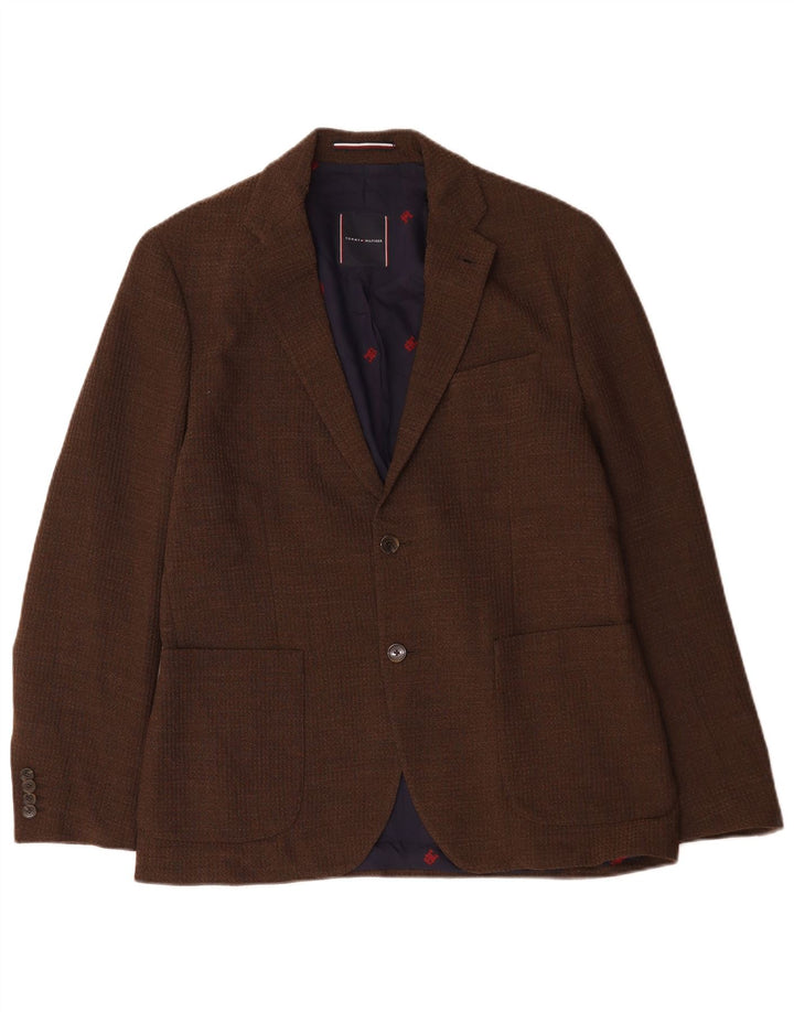 Tommy Hilfiger Herre 2-knaps blazerjakke IT 50 Stor brun polyester