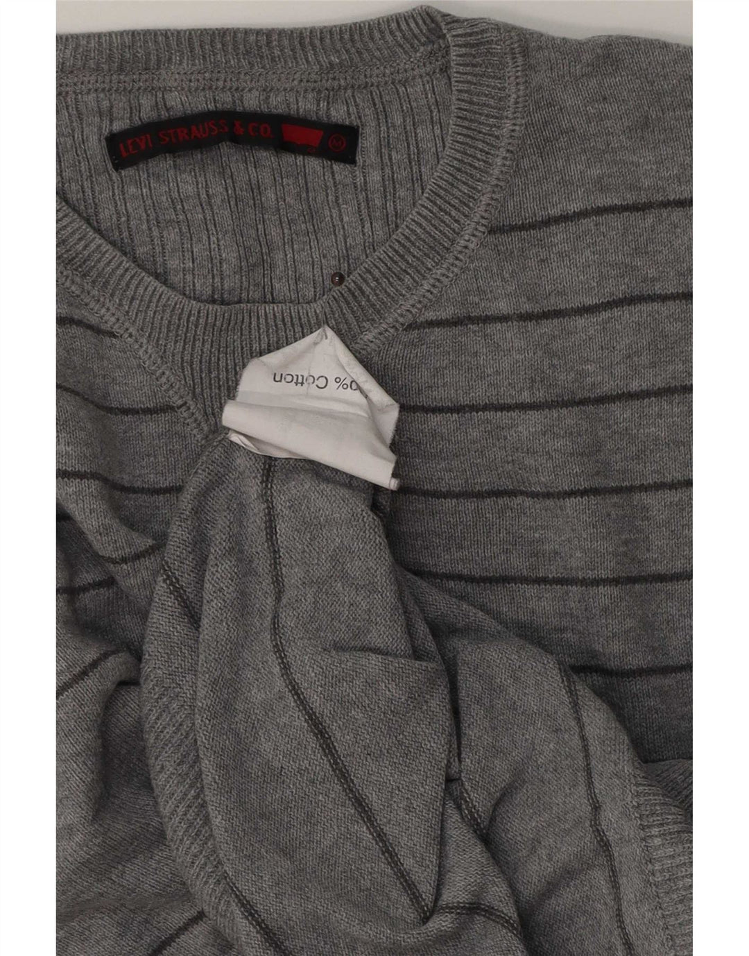 Levi's Herre sweater med rund hals, mellemgrå stribet bomuld