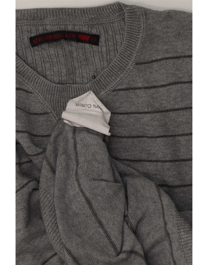 Levi's Herre sweater med rund hals, mellemgrå stribet bomuld