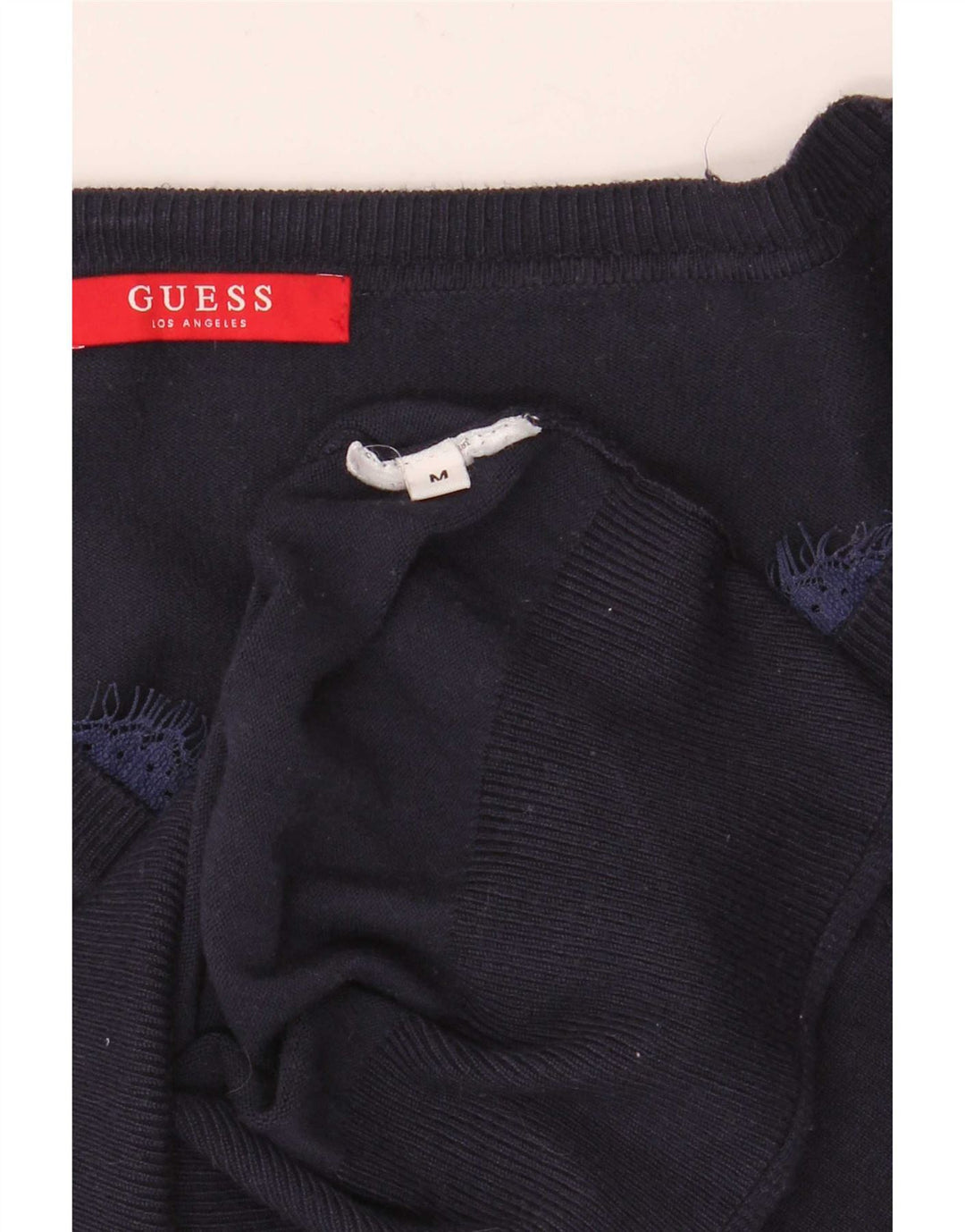 Guess Dame V-hals sweater UK 12 Medium Navy Blue